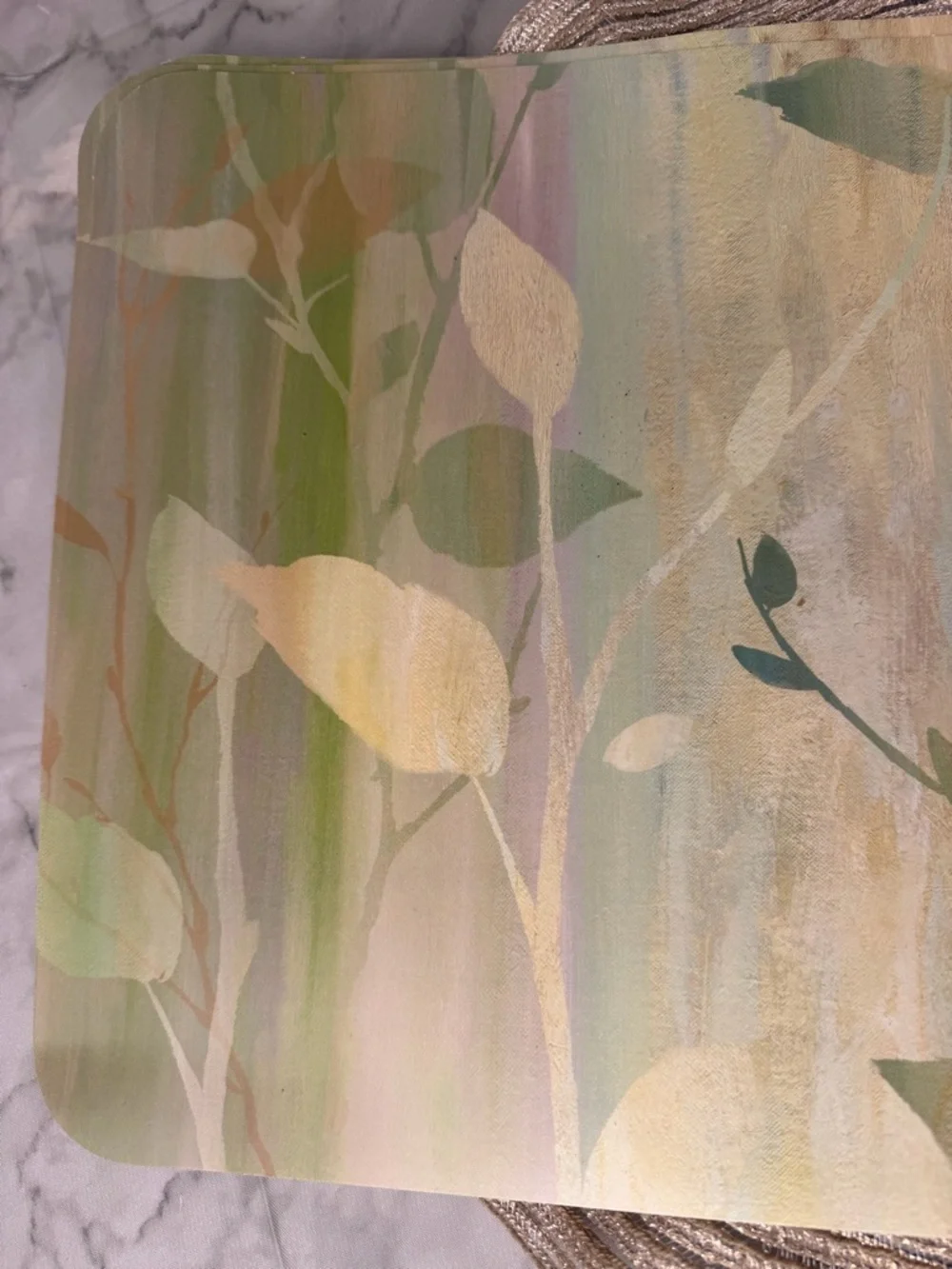 6Pc Botanical Watercolor Look Dining Placemats Sage Muted Dinners Parties Nature